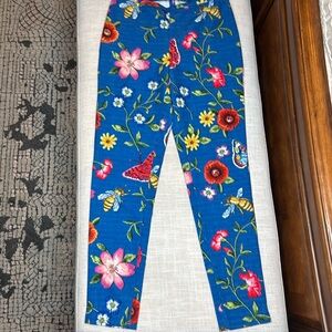 J McLaughlin Blue Margo Floral Pants -‎ size 2